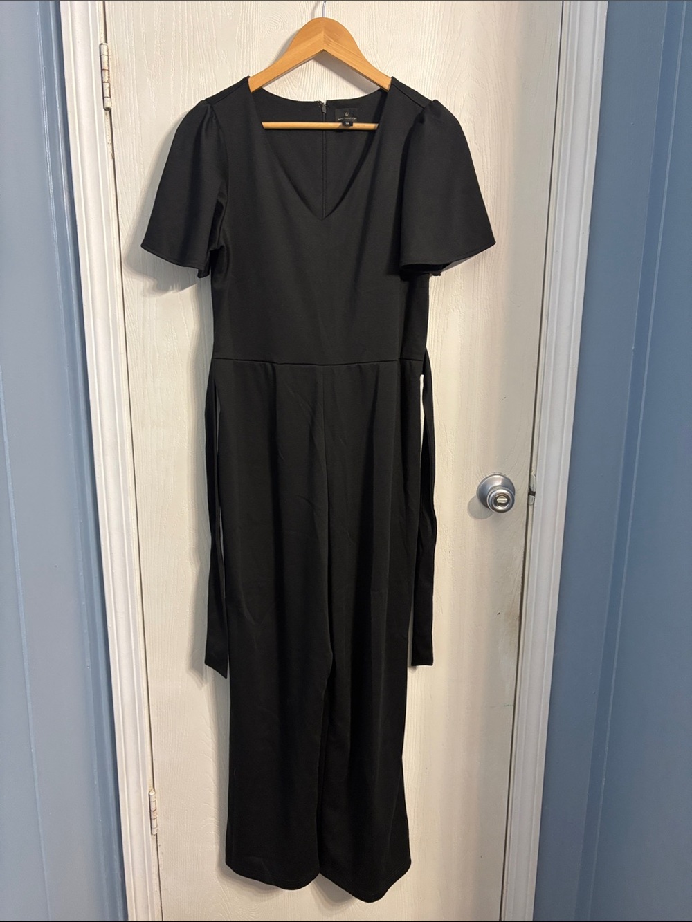 Worthington Black V-Neck Jumpsuit with Tie Waist